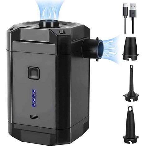 Elektrische Luftpumpe Zum Aufpumpen Von Luftmatratzen Mit Vakuumfunktion – 5200-mah-akku, 400 Liter/min – Kabellos Und Wiederaufladbar