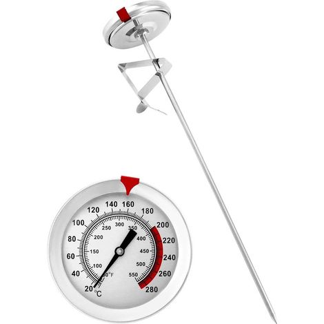 Longziming - Küchenthermometer - Edelstahl - Fleischthermometer Mit 23 Cm Sonde - Bis Zu 280 °c / 550 °f - Ideal Zum Grillen, Backen Im Ofen Und Frittieren.