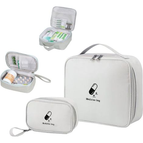 Set Mit 2 Medizinkoffern – Wasserdichtes Erste-hilfe- Und Medikamentenaufbewahrungsset Aus Oxford-gewebe – Großer Und Kleiner Reisekoffer Für Zuhause, Büro, Reisen Und