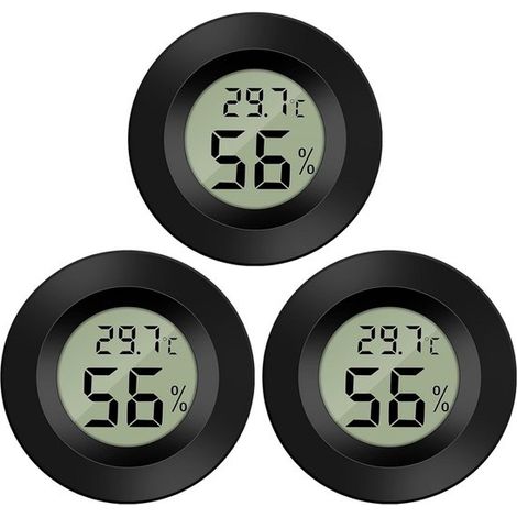 Longziming – Mini-digital-hygrometer/thermometer – Für Den Innenbereich – Kontinuierliche Messung – 3er-pack – Ideal Für Weinkeller Und Babyzimmer