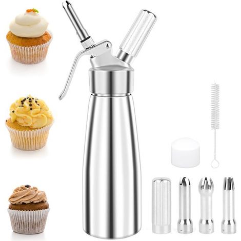 Professioneller Sahnespender – Sahnespender Mit 3 Düsen – Auslaufsicher Und Leicht Zu Reinigen – Für Desserts, Kaffee Und Tortendekoration