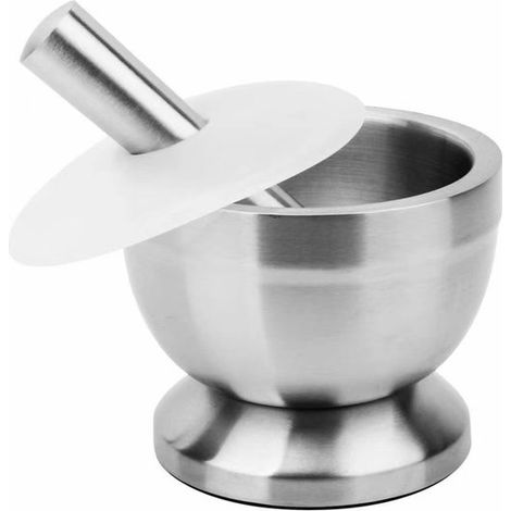 Mörser Und Stößel – 250 Ml – Kleiner Mörser Mit Stößel – Edelstahl – 10 Cm Durchmesser – Inklusive Stößel Zum Feinmahlen