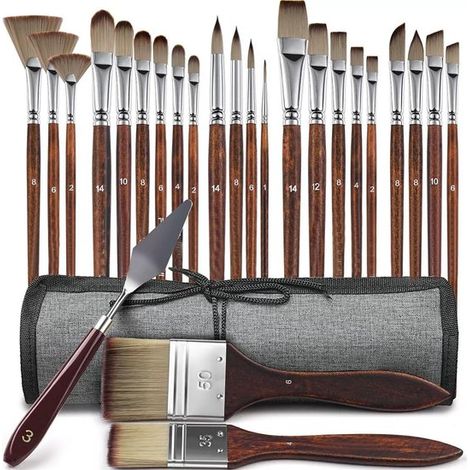 Ynkkvre – Premium-pinsel – Hochwertige Synthetikborsten – 8 Formen + Spachtel Für Acryl-, Aquarell- Und Ölmalerei – Für Profis Und Anfänger – Schwarz