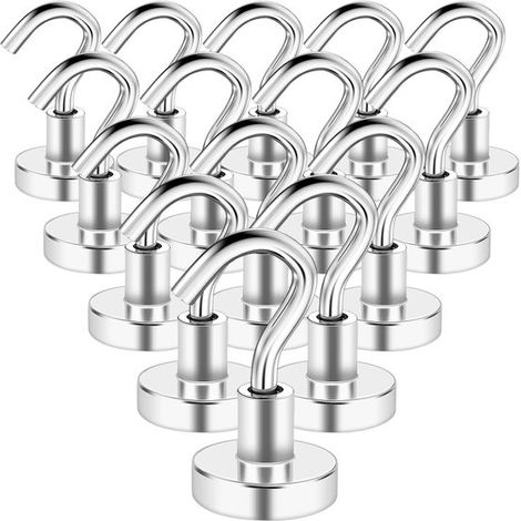 Magnethaken – Extrem Starke Magnetische Hängehaken – Leistungsstarker Neodym-magnet – 15er-pack – Maximale Traglast 10 Kg – Rückstandsfrei Entfernbar