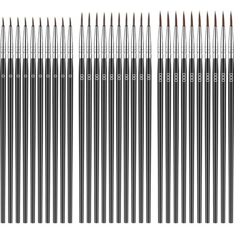 Ynkkvre – Feinpinselset – 30-teilig Für Malen Nach Zahlen, Präzisionspinsel Für Acryl, Aquarell, Modellbau Und Bastelarbeiten Mit Feinen Spitzen – 000, 00, 0