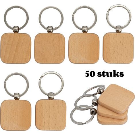 Longziming – Schlüsselanhänger Aus Holz – Handgefertigt – Nachhaltiges Holz – Leicht – Ideal Zum Verschenken – Glatte, Splitterfreie Oberfläche – 50er-packung