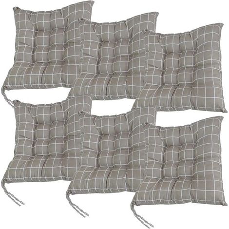 Set Mit 6 Stuhlkissen 40x40 Cm - Dekorative Gartenkissen - Polyester Mit Ziernähten - 12 Verschiedene Muster (a)