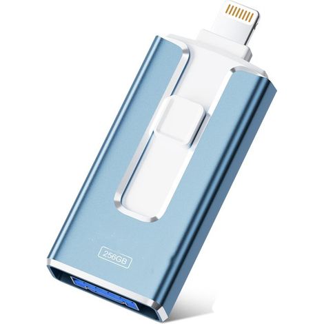 Ynkkvre Usb-stick Für Pc Und Smartphone – Usb 3.0 4-in-1 – Usb-c – 256 Gb – Mini-usb – Speichererweiterung Für Smartphones – Blau