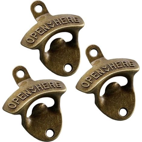 Wandmontierter Flaschenöffner Aus Aluminiumlegierung – Vintage-wandflaschenöffner – Bar- Und Wohnaccessoires – Selbstschneidende Schrauben – Geeignet Für Die Gastronomie – Bronze – Klassisch – 3-teili