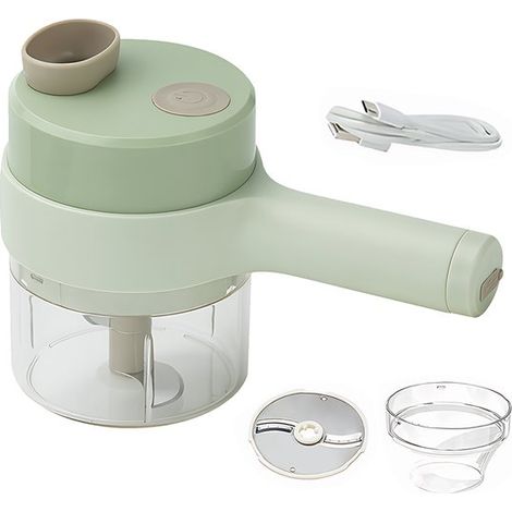 Longziming Multifunktionaler Elektrischer Gemüseschneider – 4-in-1-zerkleinerer – Mini-knoblauch- Und Zwiebelschneider – Praktisches Küchenutensil – Wiederaufladbar – Kompakt Und Tragbar – Ideal Zum K
