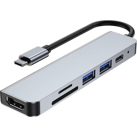 Longziming – 6-in-1 Usb-c Hub-adapter – 4k Hdmi, 2 Usb-anschlüsse, 100-w-pd-schnellladung, Sd/tf-kartenleser – Kompatibel Mit Macbook Pro/air, Imac, Ipad Pro Und Anderen Usb-c-geräten