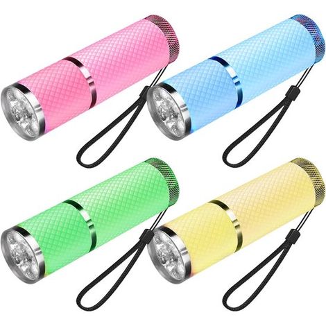 Longziming – 4er-pack Mini-led-taschenlampen – Kleine 9-led-taschenlampen Mit Gummigriff, Wasserfest, Praktisch Für Kinder, Notfälle Und Outdoor-aktivitäten