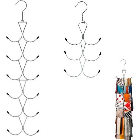 Longziming – Schal-organizer – Schalhalter – Accessoire-präsentation – Platzsparende Lösung – Edelstahl – Silikonbeschichtung – Vielseitig Einsetzbar – 2er-set