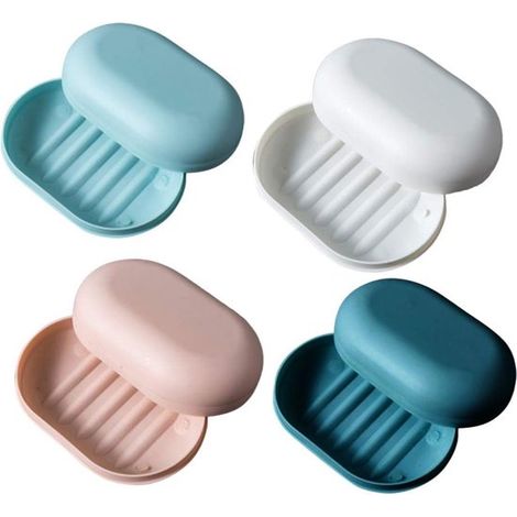 Seifenschale Mit Deckel – Auslaufsicherer Seifenhalter – 360°-belüftung Und Wasserablauf – Ideal Für Dusche Und Reisen – Seifenaufbewahrung Aus Polypropylen – Unisex – 4 Farben – 4er-set