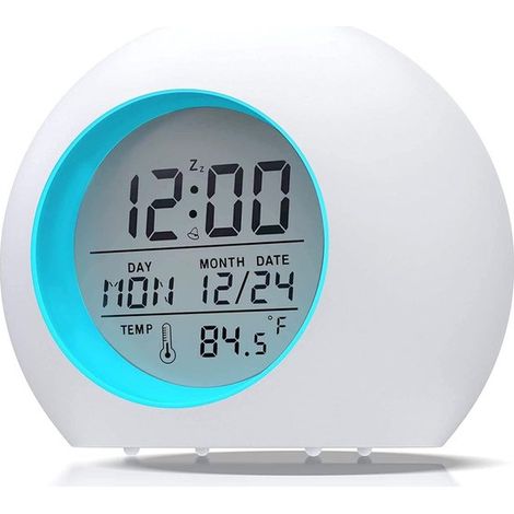 Ynkkvre – 7-farbiger Led-wecker Mit Digitalthermometer, Timer, Tischwecker Und Schlummerfunktion