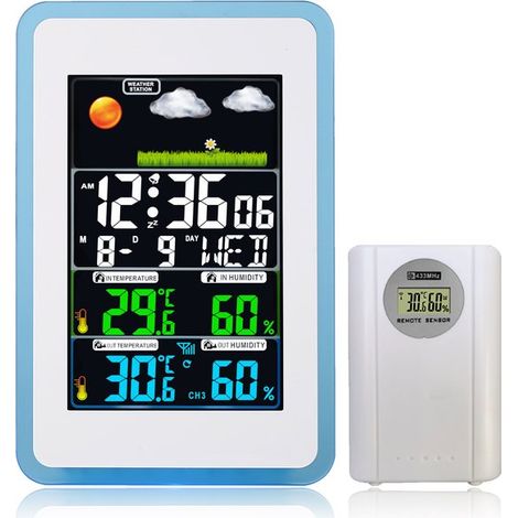 Longziming Multifunktionale Wetterstation – Digitalanzeige – 433 Mhz – Thermometer Und Hygrometer – Wettervorhersage, Tischuhr – Für Zuhause Und Büro