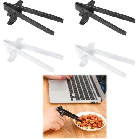 4er-set Snackzangen Für Gaming – Abs-kunststoff, Fettabweisende Griffe, Praktischer Snackspender Für Gamer Und Multitasker, Weiß/schwarz