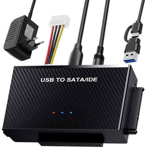 Usb 3.0-zu-sata/ide-adapter Für 2,5-/3,5-zoll-festplatten – 6 Gbit/s Übertragungsgeschwindigkeit – Universelle Kompatibilität – Usb-a Und Usb-c – Plug & Play