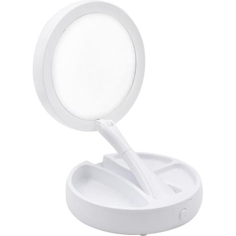 Longziming – Faltbarer Led-schminkspiegel Mit 10-facher Vergrößerung – Einstellbare Helligkeit – Kompakt Und Leicht – Elegantes Design – Ideal Für Reisen