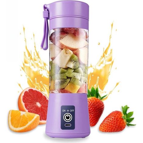 Mini-standmixer – Smoothie-maker – Tragbar Mit 6 Klingen Und Usb-akku – 1 Stück – Für Zuhause Und Unterwegs – Lila