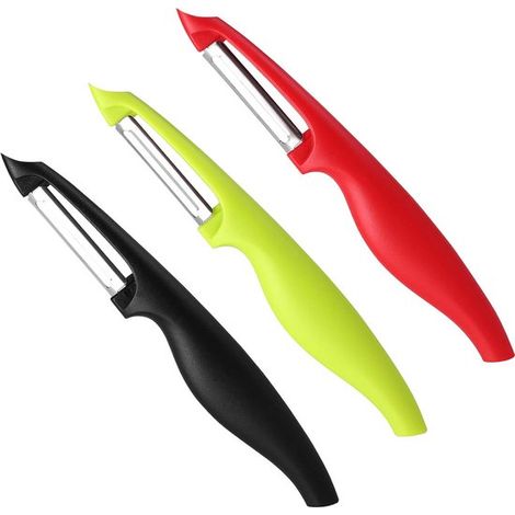 3-teiliges Schälmesser-set – Professioneller Edelstahl – Obst- Und Gemüseschäler – Grün + Rot + Schwarz