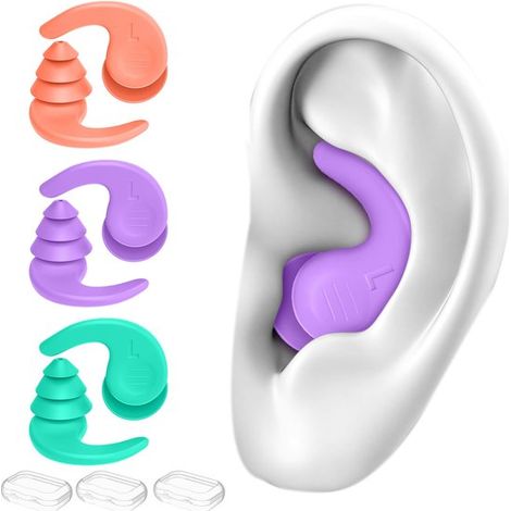 Ohrstöpsel – Schwimm-ohrstöpsel – Wasserdichte Ohrstöpsel – 3 Paar (6 Stück) – Medizinisch Unbedenkliches Silikon – Anatomisches Design – Wiederverwendbar – Inklusive 3 Aufbewahrungsboxen