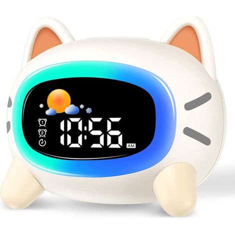 Wecker – Digitaler Wecker – Digitaluhr – Kinderwecker – Einschlafhilfe – Usb-aufladbar – 5-farbiges Nachtlicht – 2600-mah-akku