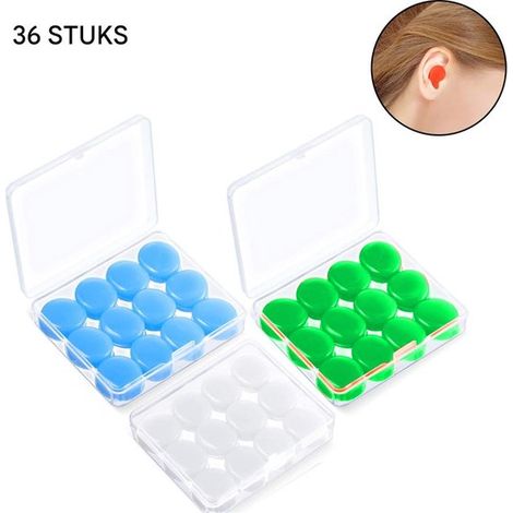 Wiederverwendbare Silikon-ohrstöpsel, Geräuschdämpfend Und Wasserdicht – Ideal Zum Schwimmen, Für Flugreisen Und Zum Schlafen – Für Erwachsene Und Kinder – Weiß/grün/blau – 3er-pack
