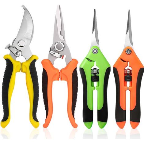 Kreuzklingen-gartenschere Für Blumen, Obst Und Gemüse – Ideal Für Gartenarbeit Und Ernte – Perfekt Für Gartenliebhaber – Metall – Rot/schwarz – 4-teilig