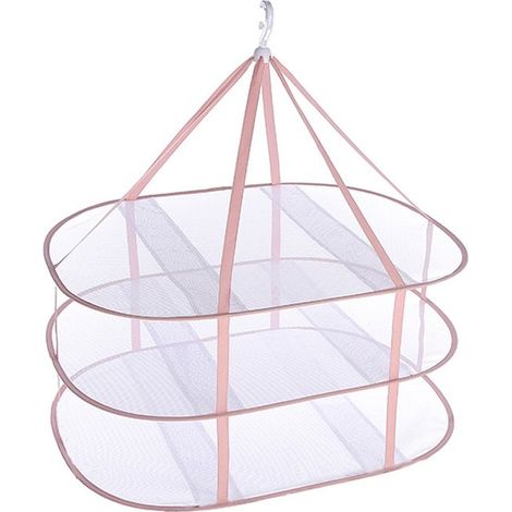 Longziming – Faltbarer Wäscheständer Für Unterwäsche Und Bademode – 3-teiliges Design Mit Winddichter, Netzartiger Trockenfläche – Rosa