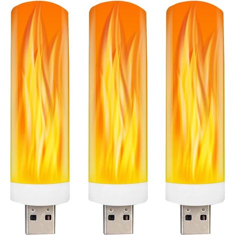 Led-flammeneffektlampe – Flammenlampe – Led-flamme – Usb-nachtlicht – 3er-pack – Realistischer 360°-flackerflammeneffekt – Sicher Und Hitzebeständig – Für Den Innen- Und Außenbereich Geeignet
