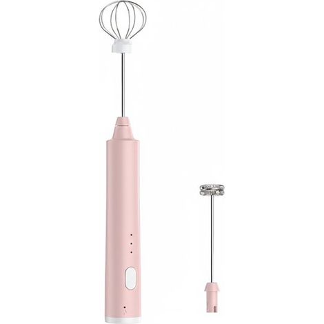 Longziming Mini-elektromixer – Kabellos – 3 Modi – Kaffeeaufschäumer Und Schneebesen – Multifunktional – Mit 2 Schneebesen – Rosa