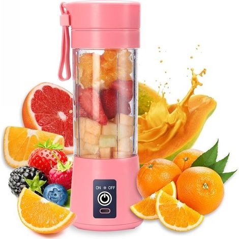 Mini-standmixer – Smoothie-maker – Tragbar Mit 6 Klingen Und Usb-akku – 1 Stück – Für Zuhause Und Unterwegs – Pink