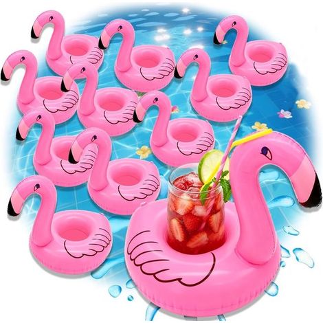 Longziming – Aufblasbarer Flamingo-getränkehalter – Schwimmender Flamingo-getränkehalter – Schwimmzubehör – Eingebautes Rückschlagventil – Leicht Aufzublasen – Strapazierfähiges Pvc – Ideal Für Strand
