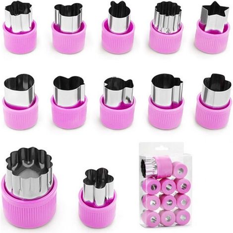 Longziming - Set Mit 12 Ausstechformen – Kleine Ausstechformen – Mini-ausstechformen – Ausstechformen Aus Edelstahl Und Silikon Für Gebäck, Fondant, Obst Und Gemüse