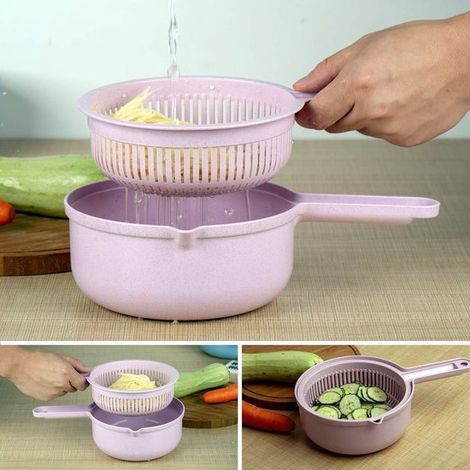 Gemüseschneider – Spiralschneider – Multifunktional – Für Kohlenhydratarme Gerichte – Reibe – Für Den Privaten Gebrauch – Sichere Klingen – Rosa – Kompakte Größe – 1 Set