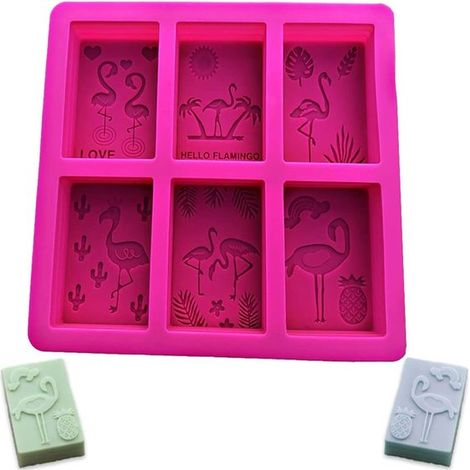 Silikon-seifenform – 6 Fächer – Rechteckig, Antihaftbeschichtet – Diy-backform – Ofenfest – Für Seifen- Und Kuchenherstellung – Rosa – 1 Stück