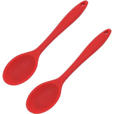 Set Mit 2 Löffeln: Silikon-küchenlöffel, Rührlöffel, Antihaftbeschichtung, Hitzebeständig, Saucenlöffel, Küchenutensil, Spülmaschinenfest, Rot.