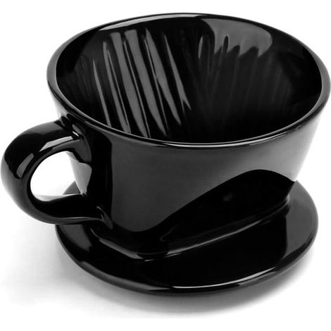 Longziming Keramik-kaffeefilterhalter – Langlebiger Und Wiederverwendbarer Schwarzer Keramik-handfilter – Einfach Zu Verwenden Für Einen Reichhaltigen, Aromatischen Filterkaffee Für Jede Tasse.