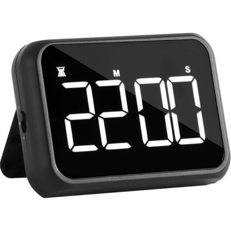 Longziming – Digitaler Küchentimer Mit Großem 4-zoll-led-display – Magnetischer Timer – Countdown Und Stoppuhr – Usb-aufladbar – Spiegeldesign – Schwarz