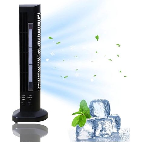 Longziming – Schwarzer, Blattloser Led-turmventilator – Tragbarer Usb-ventilator Mit Nachtlicht, 2 Geschwindigkeitsstufen, Leiser Und Leistungsstarker Luftstrom Für Zuhause Und Büro