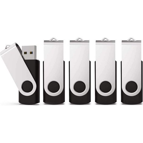Longziming Usb-stick – 32 Gb – Mini-metall-speicherstick – Drehverschluss (kein Separater Verschluss) – 5er-pack – Für Smartphones Und Laptops – Speicher – Schwarz