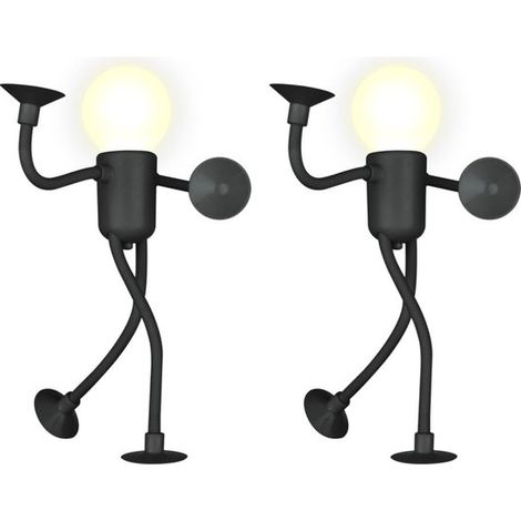 Formbares Sportler-nachtlicht Mit Saugnapf – Warmweißes Led-nachtlicht – 2er-pack – Schwarz