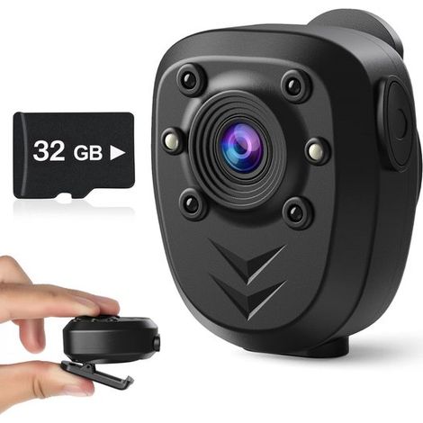 Mini-körperkamera – 1080p-kamera Mit 128 Gb Speicher – 4,5 M Nachtsicht – 360°-clip – Für Beweissicherung Und Sicherheit – Loop-aufnahme – 4 Stunden Akkulaufzeit – Diskret Und Tragbar