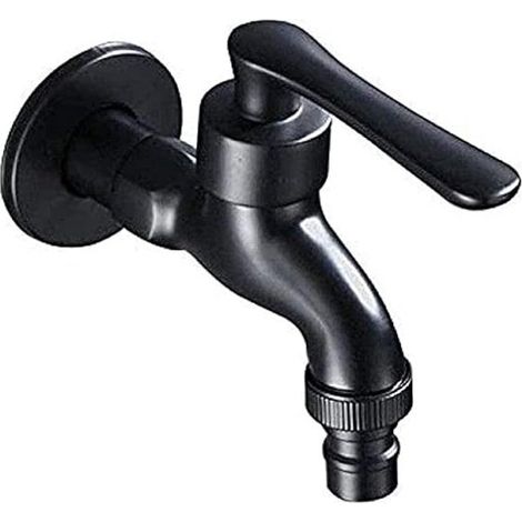 Außenwasserhahn – Wasserhahn – Waschmaschinenhahn – Geschirrspülerhahn – Wandwasserhahn – Retro-stil – Schwarze Oberfläche – Massives Messing – Einfache Wandmontage – G1/2"-anschluss