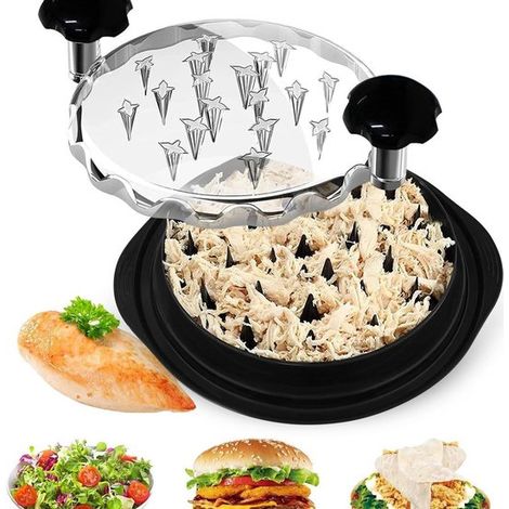 Longziming Hühnerwolf – Ergonomischer Griff – 27,4 Cm – Transparenter Deckel – Rutschfest, Mit Deckel, Zum Schnellen Zerkleinern Von Hühnerfleisch