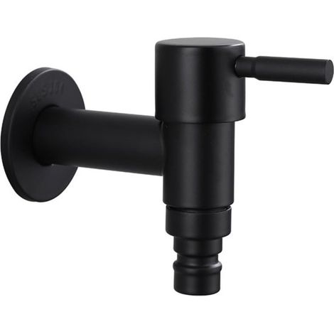 Wandarmatur – Wasserhahn – Korrosionsbeständig – Abflussstopfen – Edelstahl – Langer Griff – Schwarze Ausführung – Für Den Innen- Und Außenbereich Geeignet