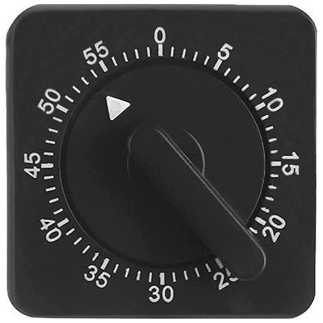 Longziming - Küchentimer - Timer - Digitaler Timer - 1 Stück - Mechanisch - Batterielos - 60 Minuten - Metallfedermechanismus - Schwarz - 6x6x2,4 Cm - Zum Kochen, Sport Usw.
