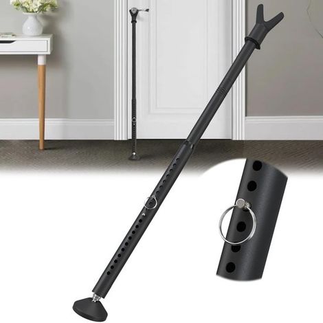 Verstellbare Türsicherheitsstange, Länge 48–132 Cm – Robustes Eisen – Rutschfest – Schwarz – 1 Stück