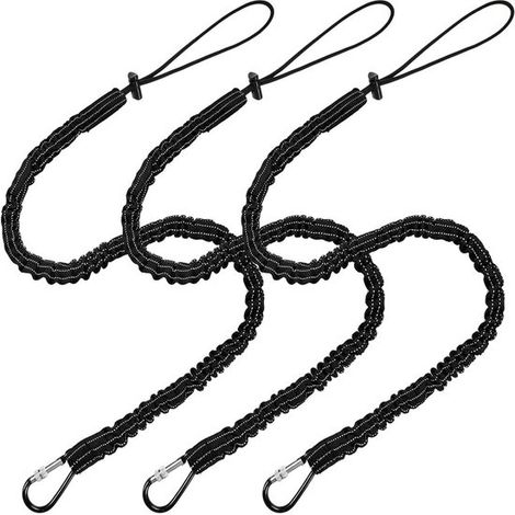 Longziming Sicherheitsverbindungsseil Für Werkzeuge – Absturzsicherung – Verlängerbares Verbindungsmittel Mit Karabiner – 3er-pack – Maximale Tragfähigkeit: 10–15 Kg